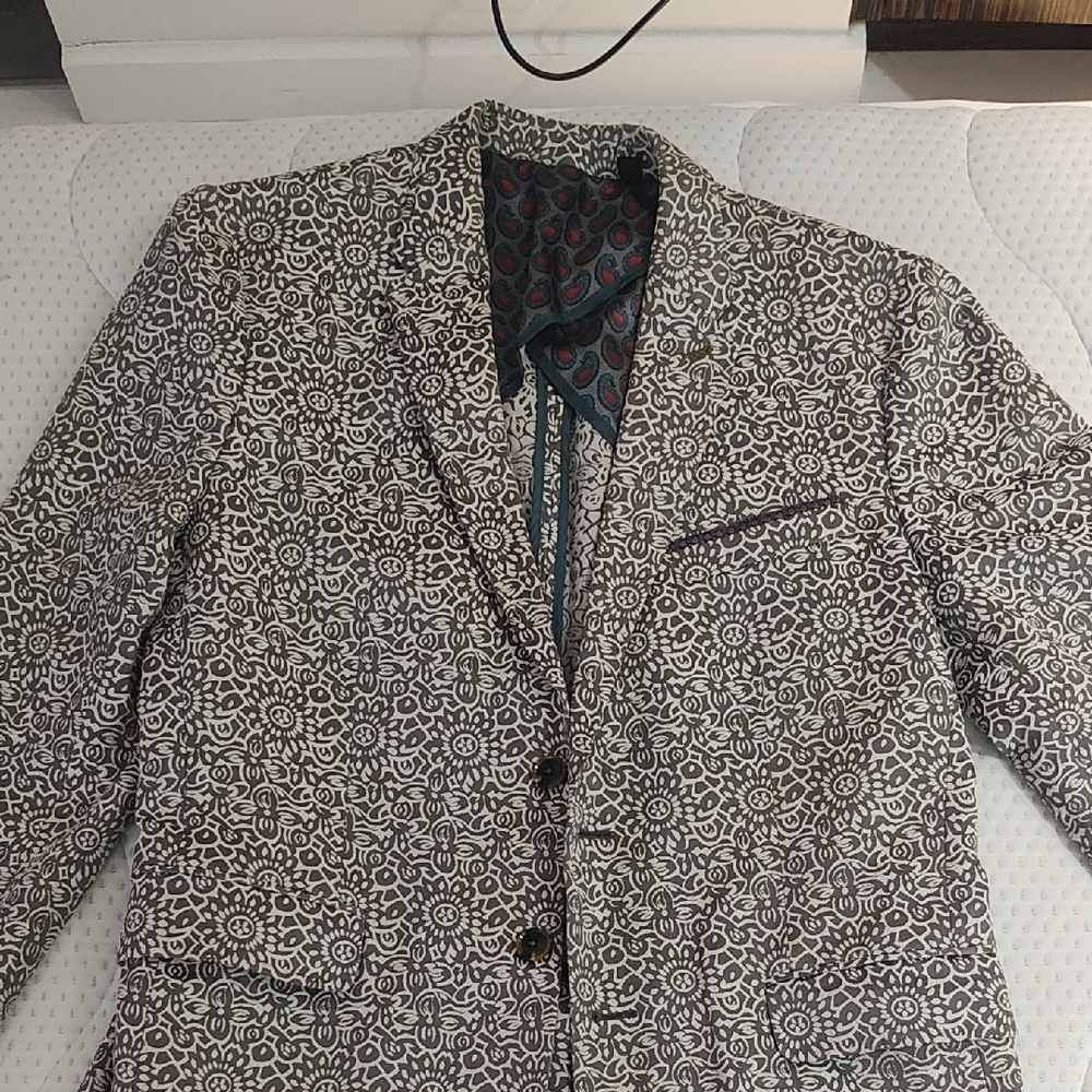 Ted Baker Men's Black and White Patterned Blazer